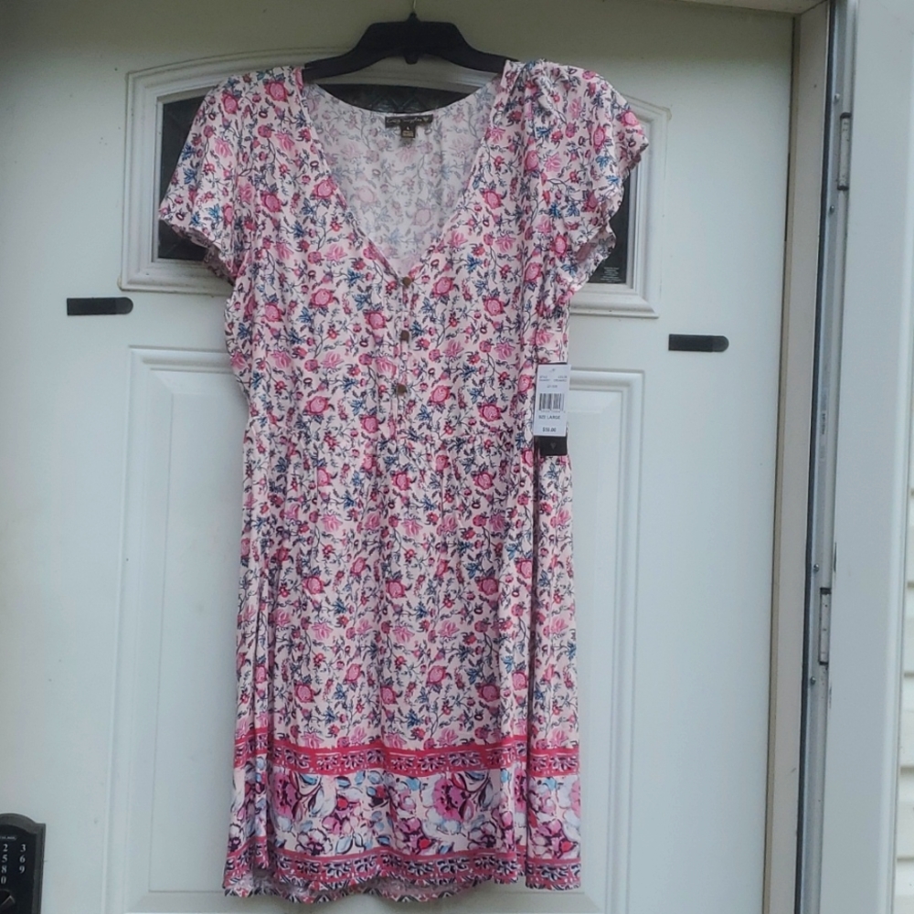 Light pink and hot pink floral Dress